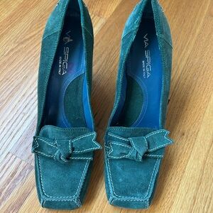 Via Spiga Forest Green Suede Heels